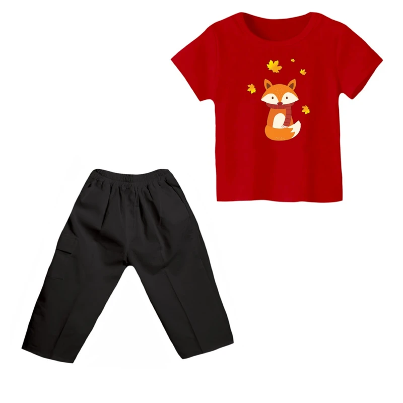 ست تی شرت و شلوارک پسرانه مدل روباه کد 5