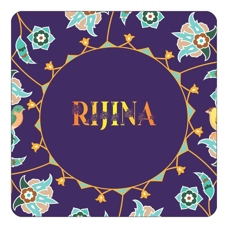 مگنت کاکتی طرح اسم ریجینا rijina مدل گل و بلبل کد mg17154