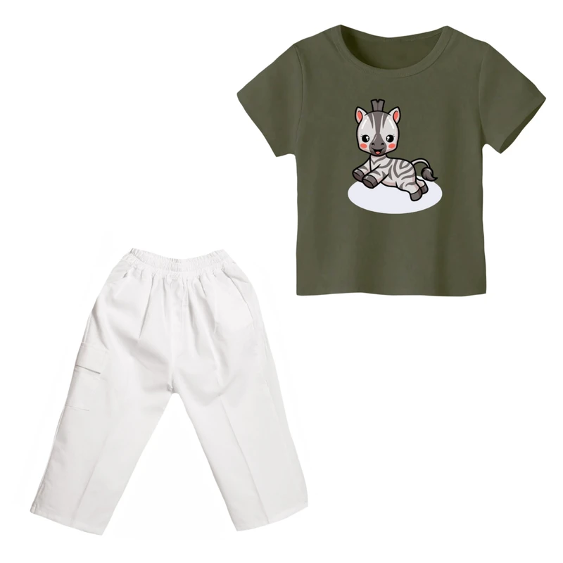 ست تی شرت و شلوارک پسرانه مدل گورخر کد 17