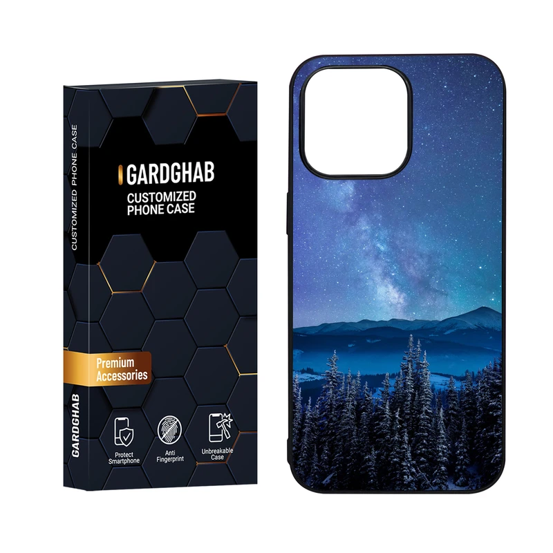 کاور گارد قاب مدل دور ژله ای پشت گلس منظره و طبیعت مناسب برای گوشی موبایل اپل iPhone 15 Pro Max