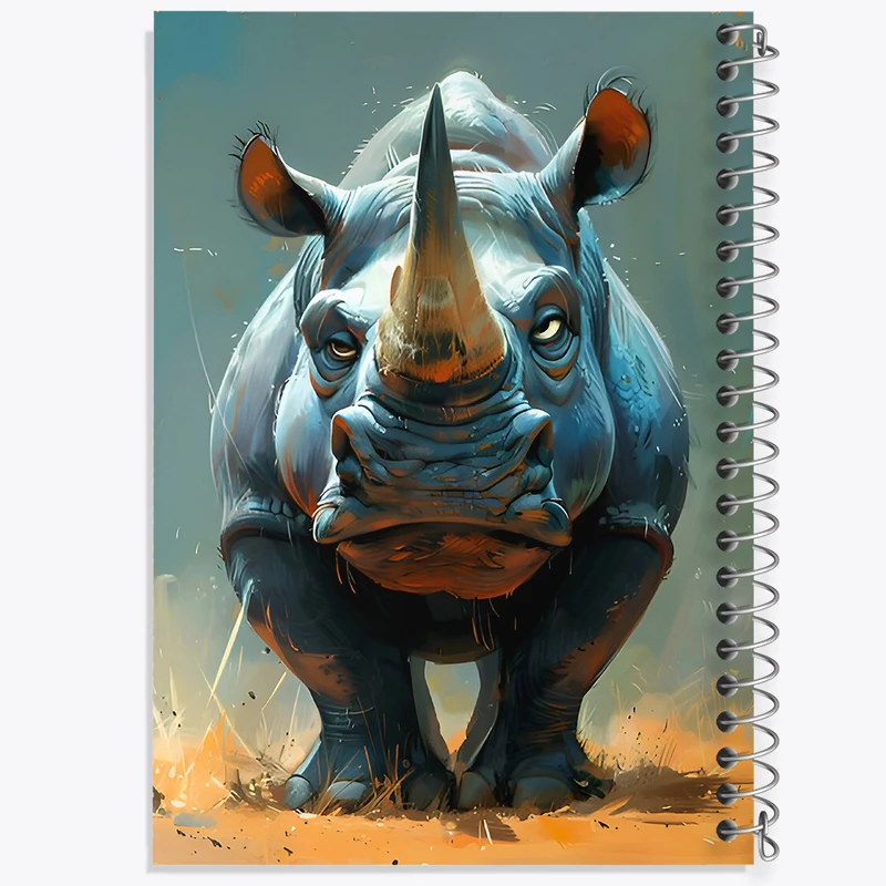 دفتر ژورنال نویسی 50 برگ خندالو مدل نقطه ای طرح کرگدن بیخیال کد F6621