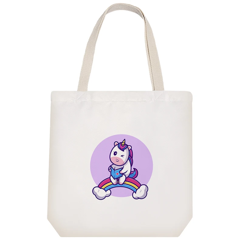 ساک خرید پارچه ای خندالو طرح اسب تک شاخ مدل توت بگ کد 388