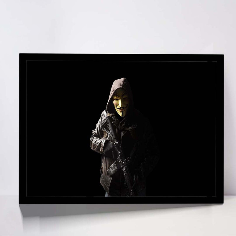تابلو مدل anonymous mask person with gun کد F-10024