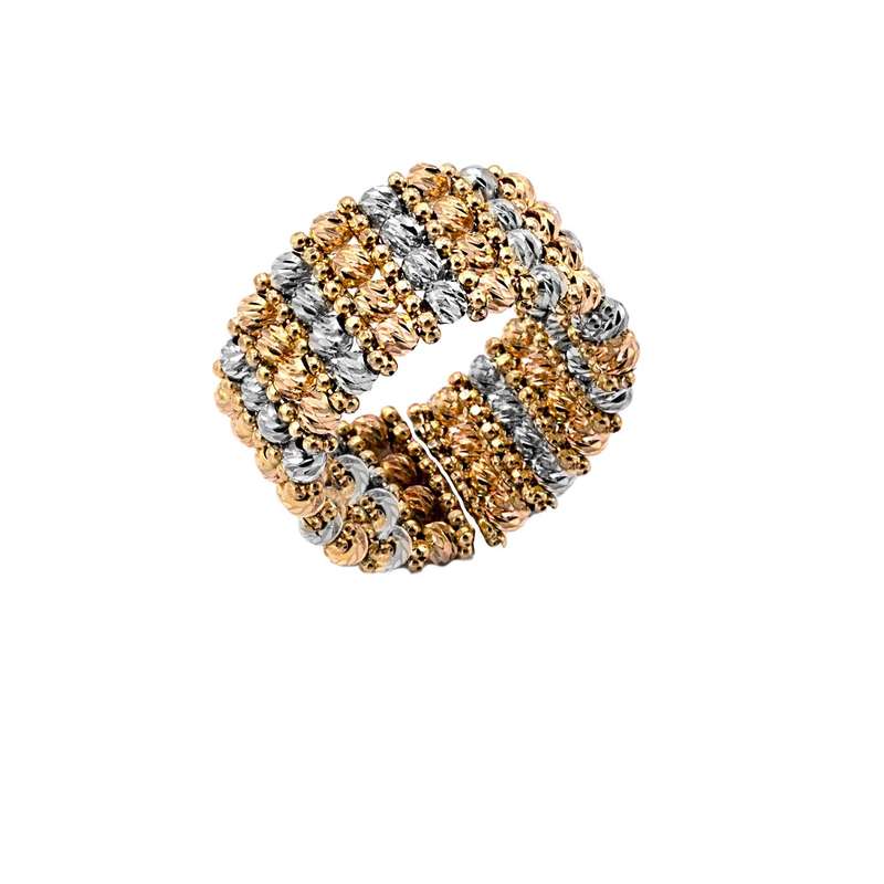 انگشتر طلا 18 عیار زنانه الی گالری مدل چهار لاین البرناردو دو رنگ