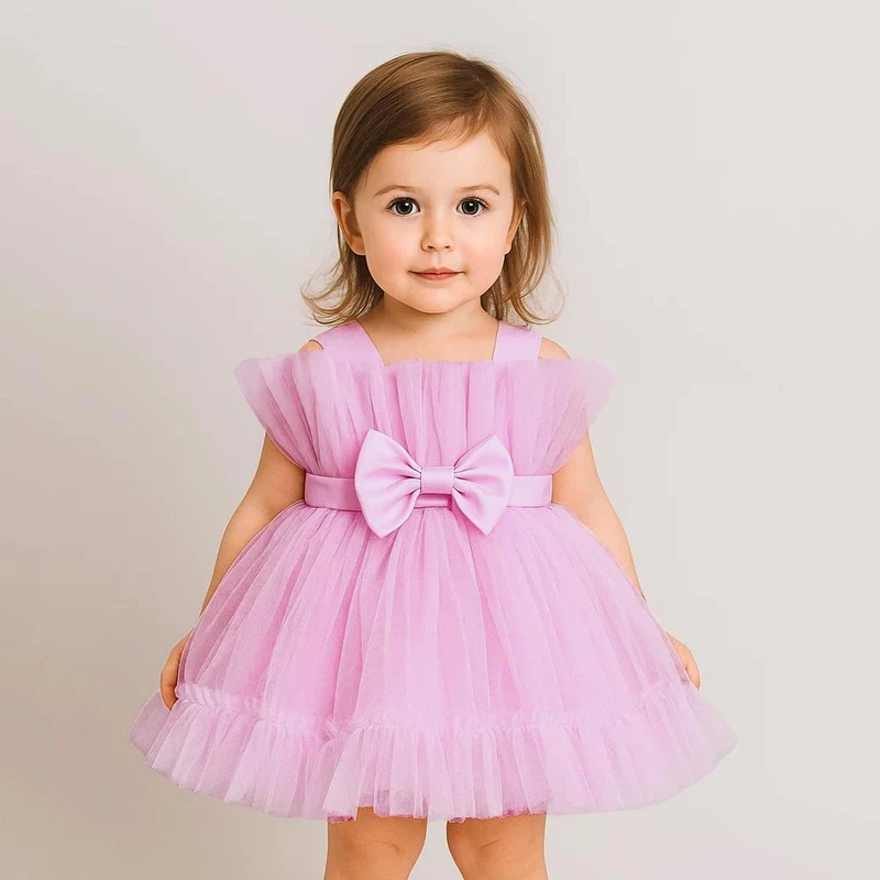 پیراهن بدون آستین یقه گرد دخترانه مدل پاپیون