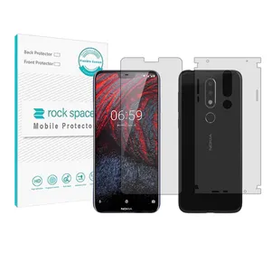 Rockspace HyGEL model transparent screen protector suitable for Nokia 6.1 Plus mobile phone along with the phone back protector