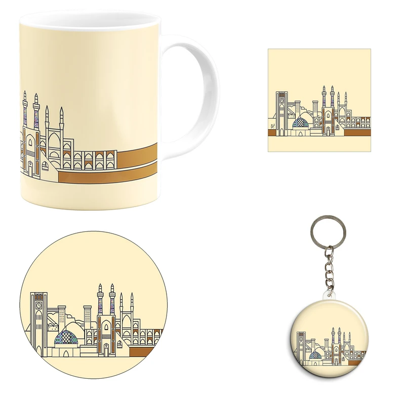 ست هدیه ماگ مدل شهر تاریخی یزد کد A1 مجموعه 4 عددی