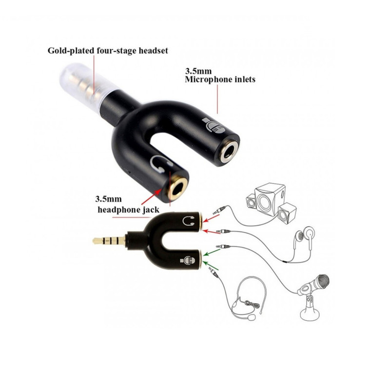 تبدیل 1 به 2 RCA جک 3.5 میلی متری مدل یو 1