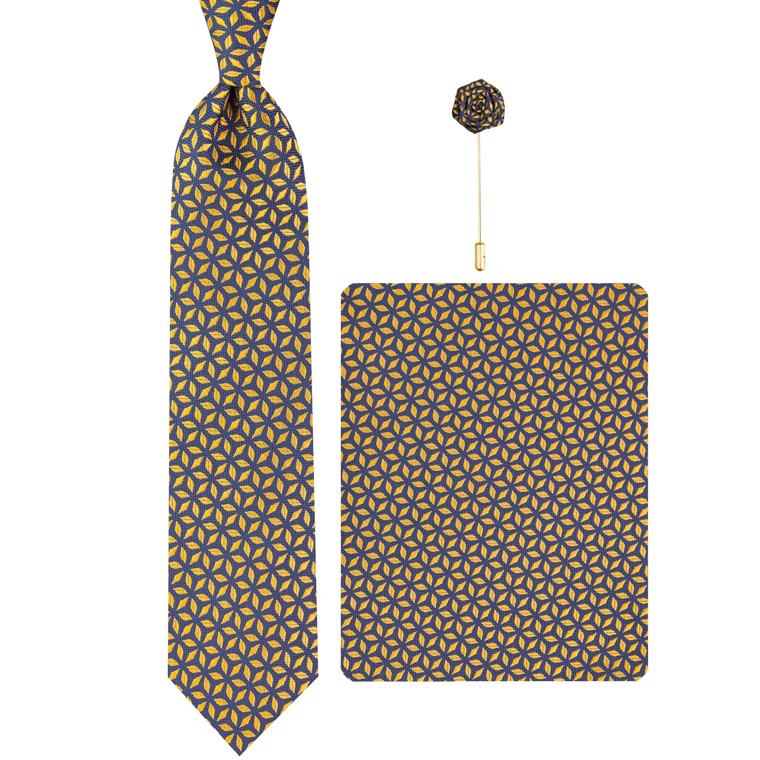 ست کراوات و دستمال جیب و گل کت مردانه جیان فرانکو روسی مدل GF-CA3620-GO