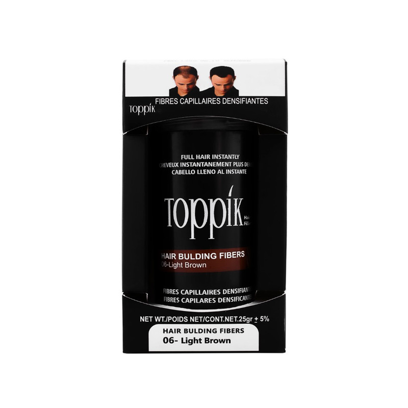 پودر پرپشت کننده مو تاپیک هیر فیلر کد 06 وزن 25 گرم رنگ قهوه ای روشن