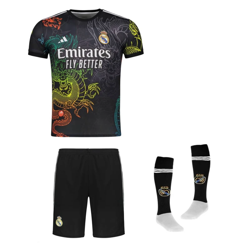 ست 3 تکه لباس ورزشی پسرانه مدل دراگون طرح رئال مادرید کد NA