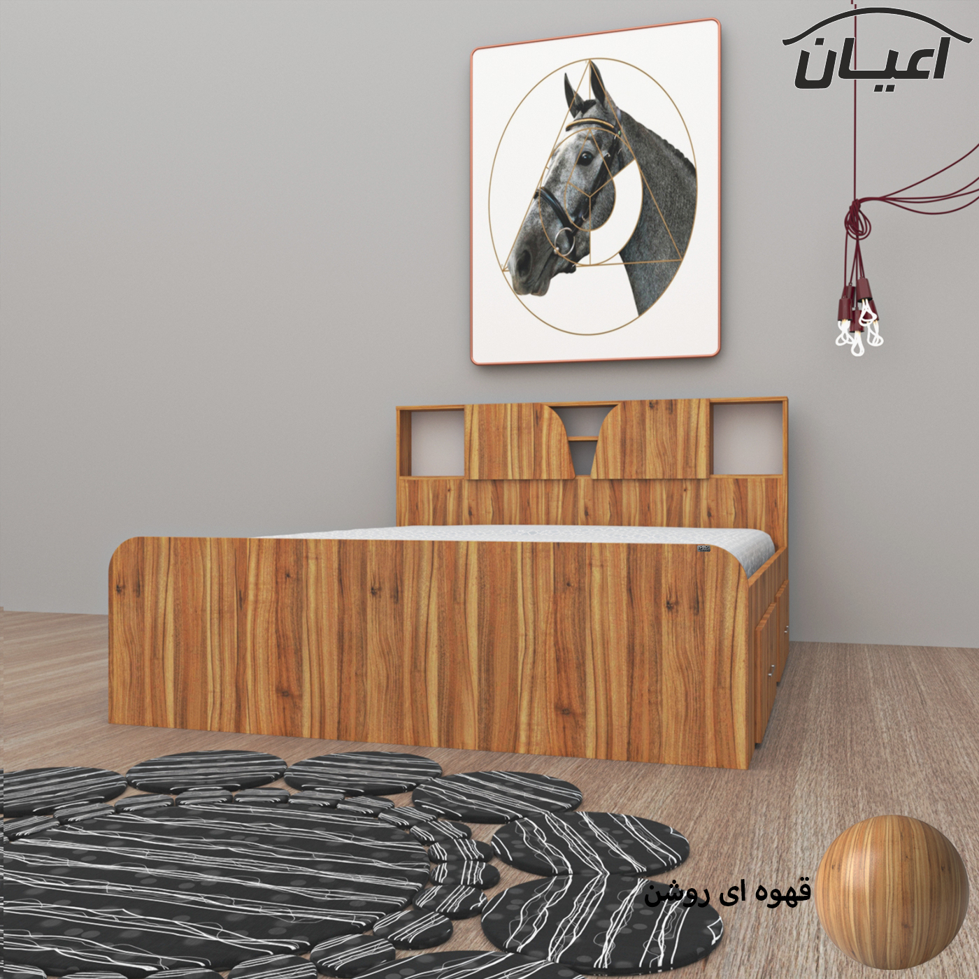 تخت خواب دونفره اعیان مدل FH505 سایز 160x200 سانتی متر