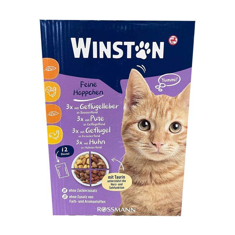 پوج گربه وینستون مدل چهار طعم مجموعه 12 عددی