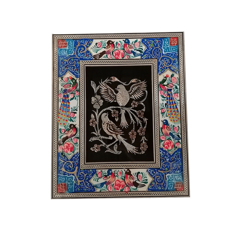 تابلو قلم زنی مدل گل و مرغ کد 45887