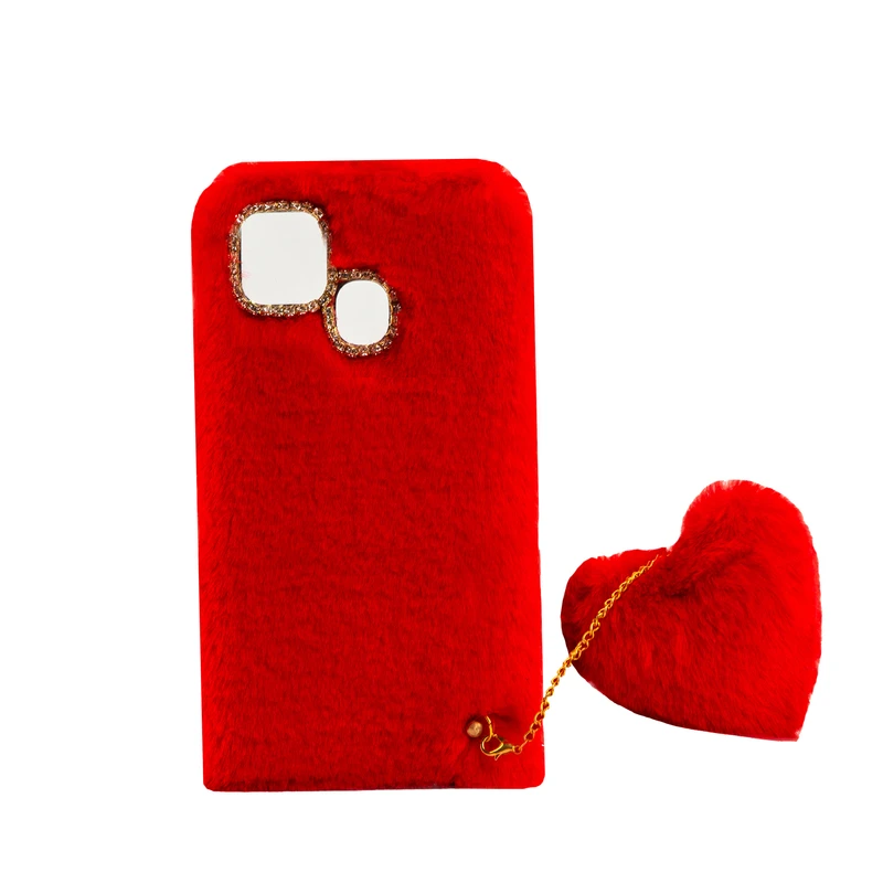 کاور طرح دخترانه مدل خزدار پشمالو مناسب برای گوشی موبایل شیائومی redmi A1 Plus به همراه آویز