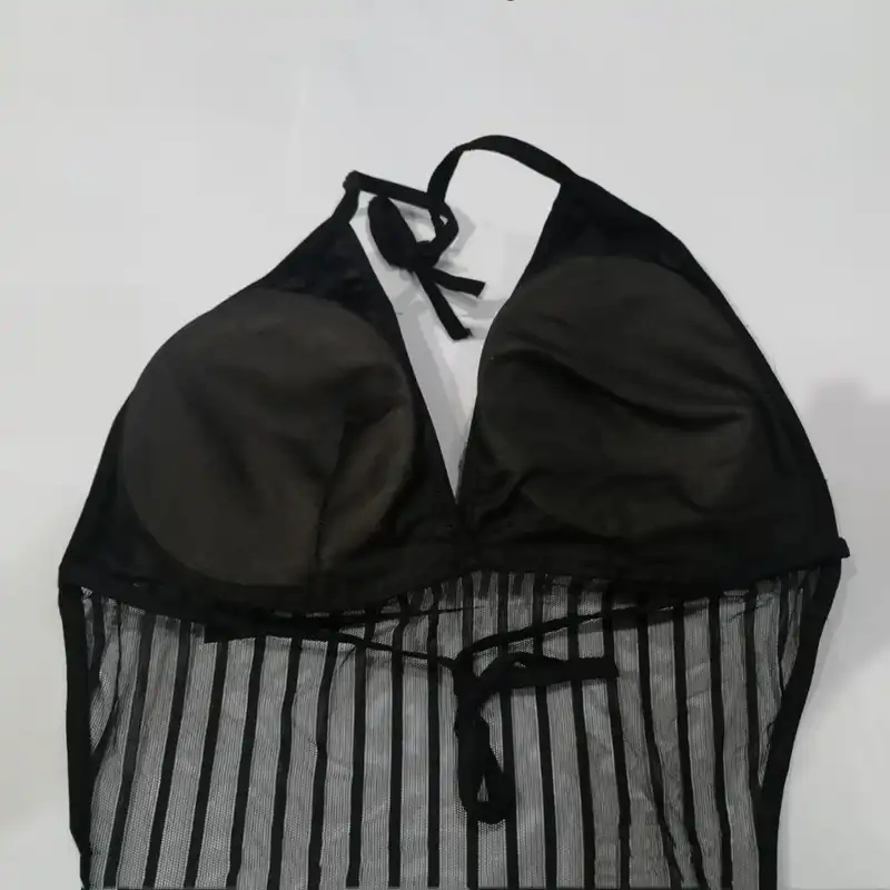 مایو زنانه مدل راه راه رنگ مشکی