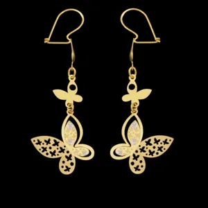 گوشواره طلا 18 عیار زنانه طلای مستجابی طرح پروانه مدل 670146