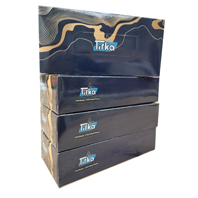 دستمال کاغذی 100 برگ دو لایه تیرکا مدل شفق بسته 4 عددی