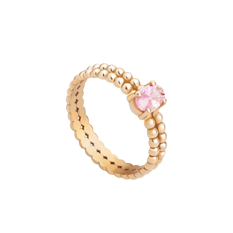 انگشتر طلا 18 عیار زنانه گالری شیدا مجد مدل دوبل گوارسه رزکوارتز سایز 56