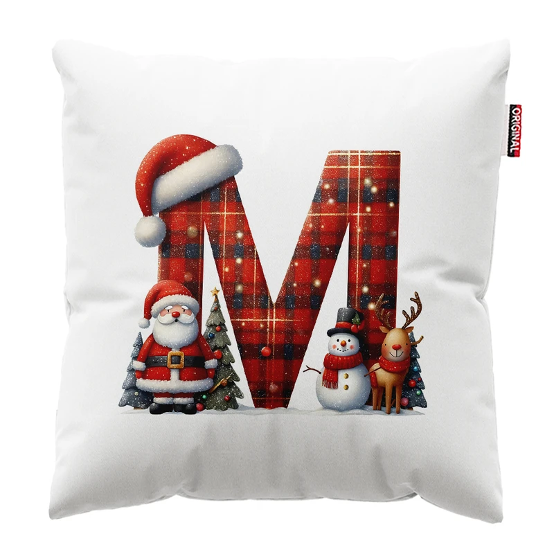 کوسن پاد آفرین مدل کریسمس طرح حرف M کد PK302663 سایز 30*30 سانتی متر 