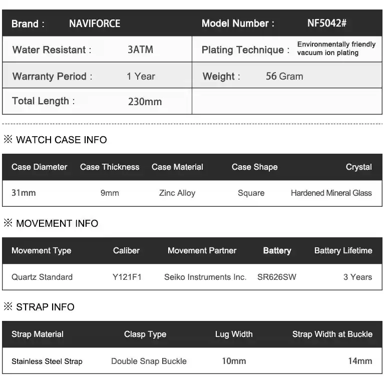 ساعت مچی عقربه ای زنانه نیوی فورس مدل NF5042SWS
