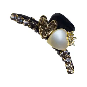 کلیپس مو زنانه مدل مجلسی مدادی نگین دار 2 قلب 1493