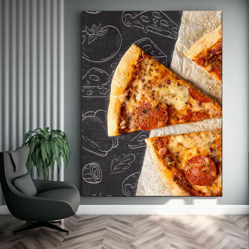 پوستر پارچه ای طرح مخمل پیتزا مدل قاچ پیتزا کد FP104622