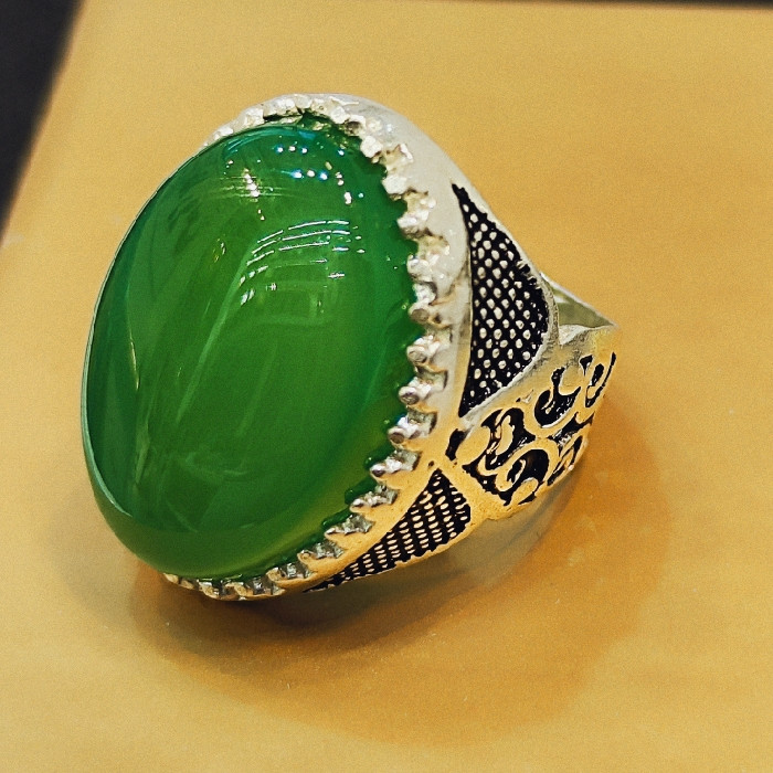 انگشتر نقره مردانه مدل سنگ عقیق کد 740