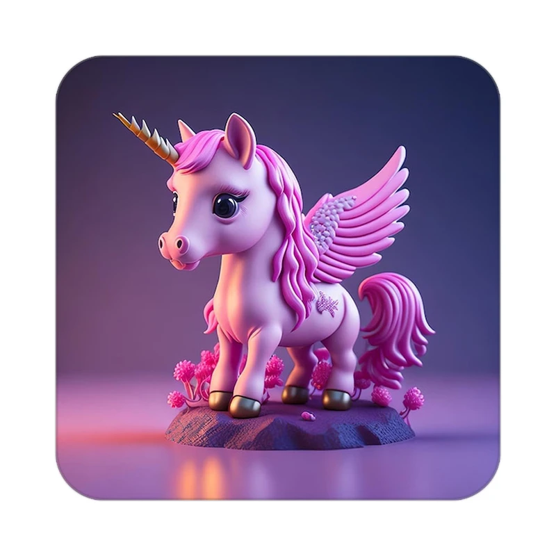 زیر لیوانی کاکتی طرح اسب تک شاخ و یونیکورن مدل mp31768