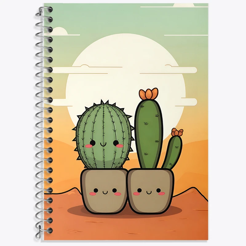 دفتر زبان 50 برگ خندالو مدل دو خط طرح کاکتوس کد F7184