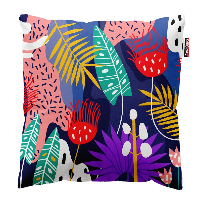 کوسن پاد آفرین مدل فانتزی طرح گل و برگ کد PK402036 سایز 40*40 سانتی متر