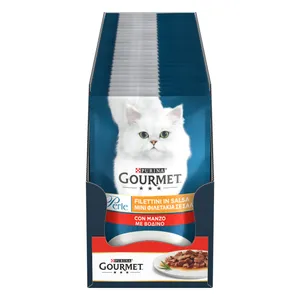 پوچ گربه بالغ گورمت مدل نچرال طعم گوشت گاو وزن 85 گرم بسته 26 عددی