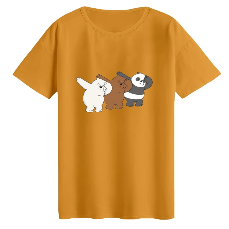 تی‌شرت لانگ آستین کوتاه زنانه مدل خرس های کله فندقی کد۳