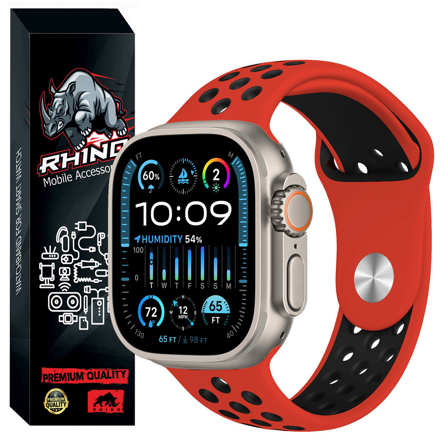 بند راینو مدل Nik Sport مناسب برای اپل واچ سری 1/2/3/4/5/6/7/8/9/SE/ULTRA سایز 42/44/45/49 میلی متری