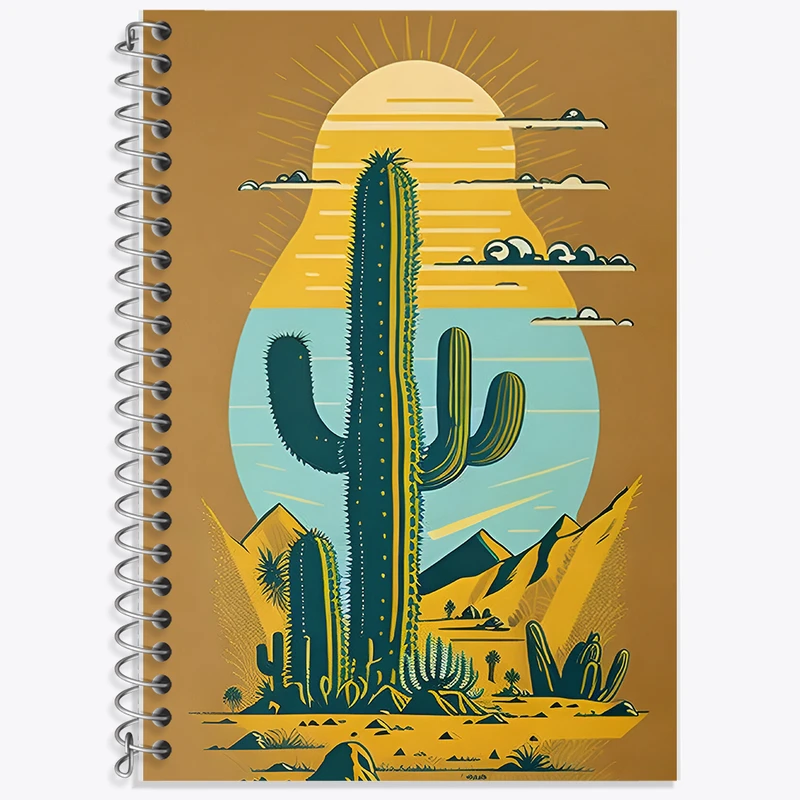 دفتر زبان 50 برگ خندالو مدل سه خط طرح کاکتوس کد F6381