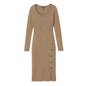 پیراهن بافتنی یقه باز زنانه مدل چاک دار