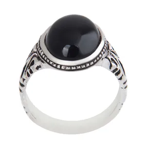 انگشتر نقره مردانه بازرگانی میلادی مدل سنگ عقیق کد AM_2567