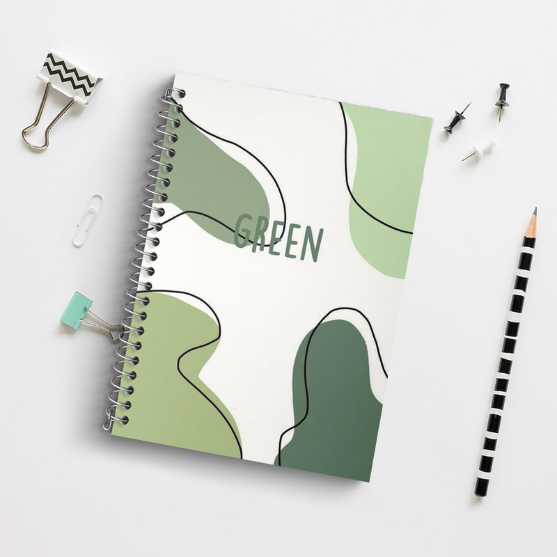 دفتر زبان 50 برگ خندالو مدل سه خط طرح مینیمال سبز کد N2755