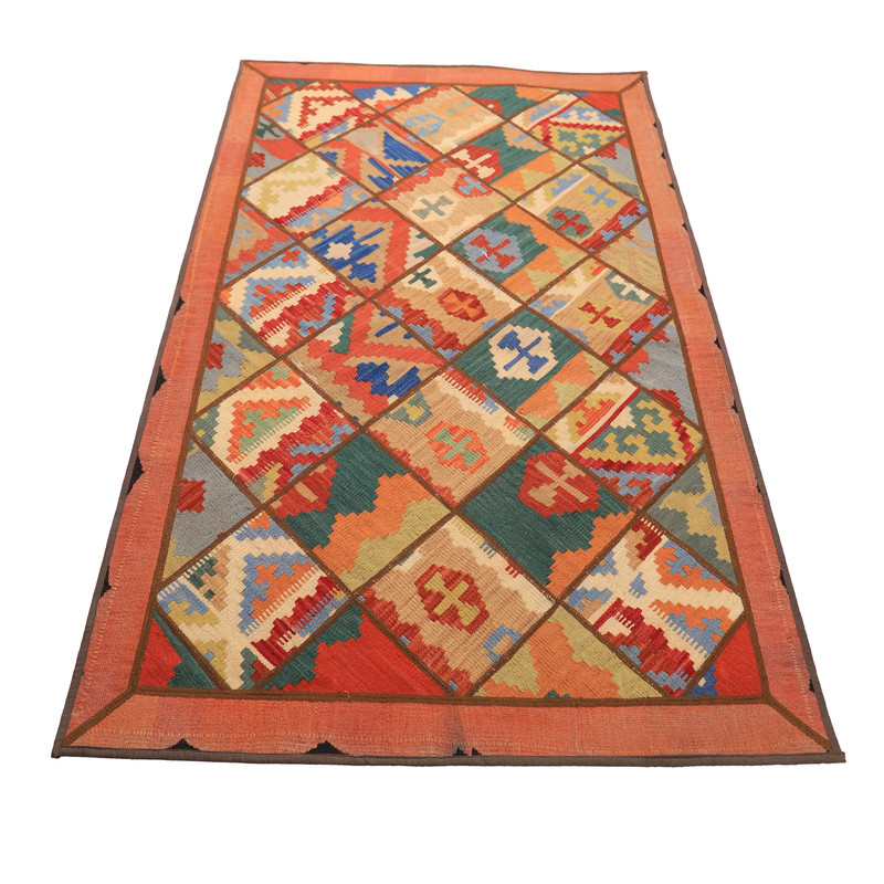 کلاژ گلیم و جاجیم دستباف 2 متری مدل قشقایی کد 4040507