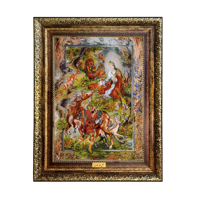 تابلو فرش ماشینی نقش نگار رضوی طرح مینیاتور کد 544KH