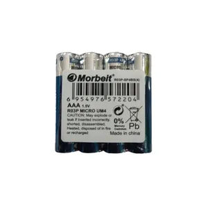 باتری نیم قلمی موربیت کد R03P-SP4BS بسته 4 عددی