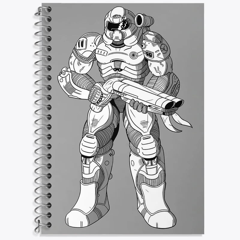 دفتر زبان 50 برگ خندالو مدل دو خط طرح بازی رستاخیز (Doom) کد 31411