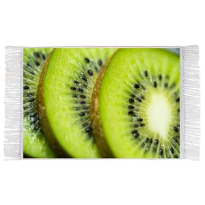 فرش ماشینی دیوارکوب اطلس آبی طرح میوه کیوی مدل T1880