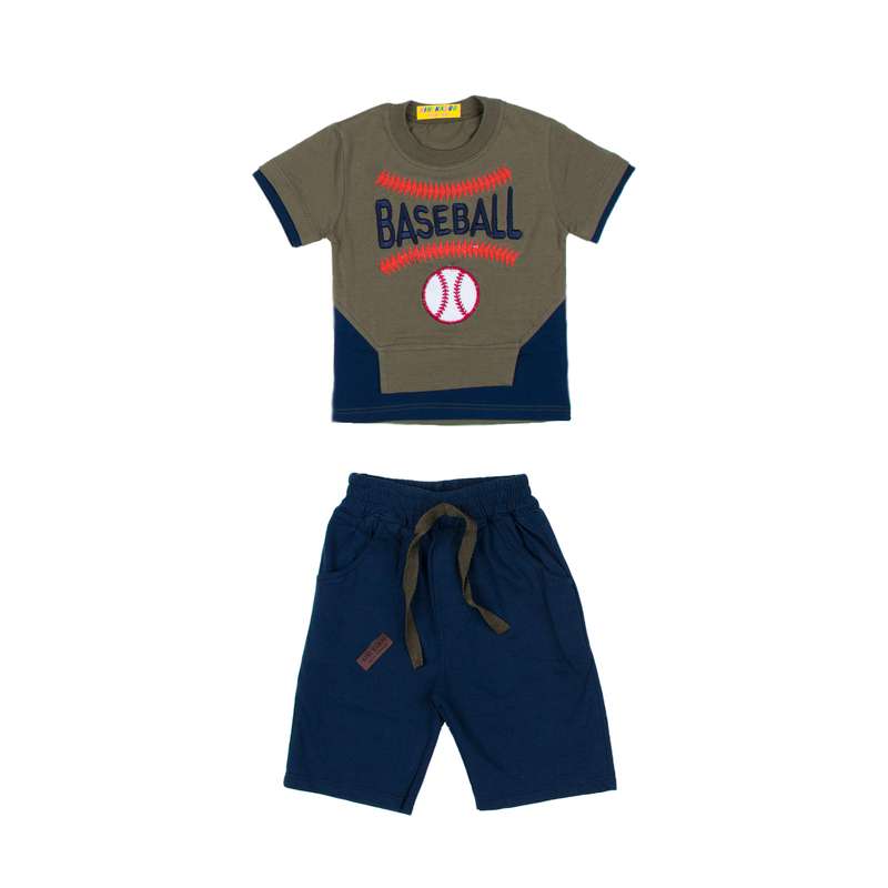 ست تی شرت و شلوارک پسرانه مدل بیسبال کد 03
