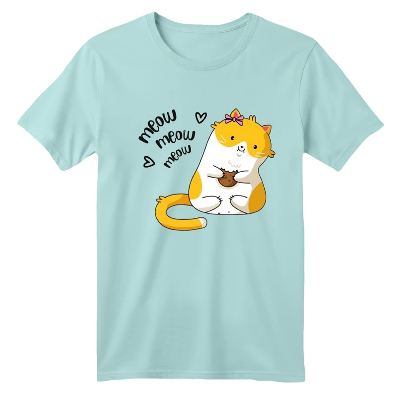 تی شرت آستین کوتاه بچگانه مدل گربه کد 2