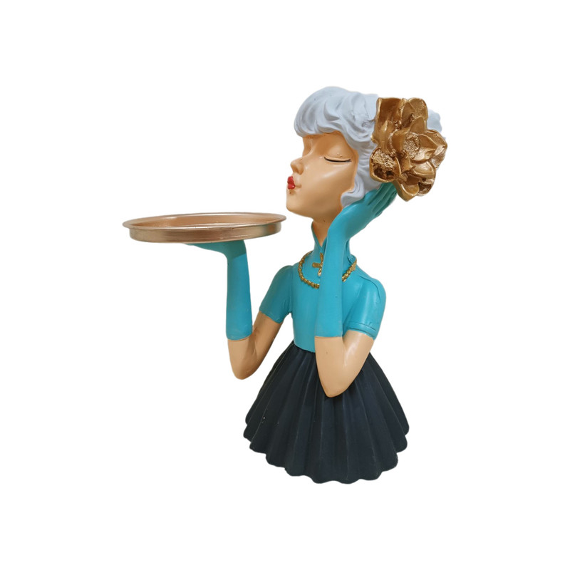 مجسمه مدل دختر سینی به دست