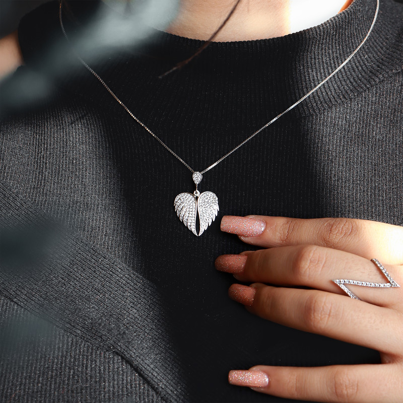 گردنبند نقره زنانه جی تی ای مدل بال فرشته