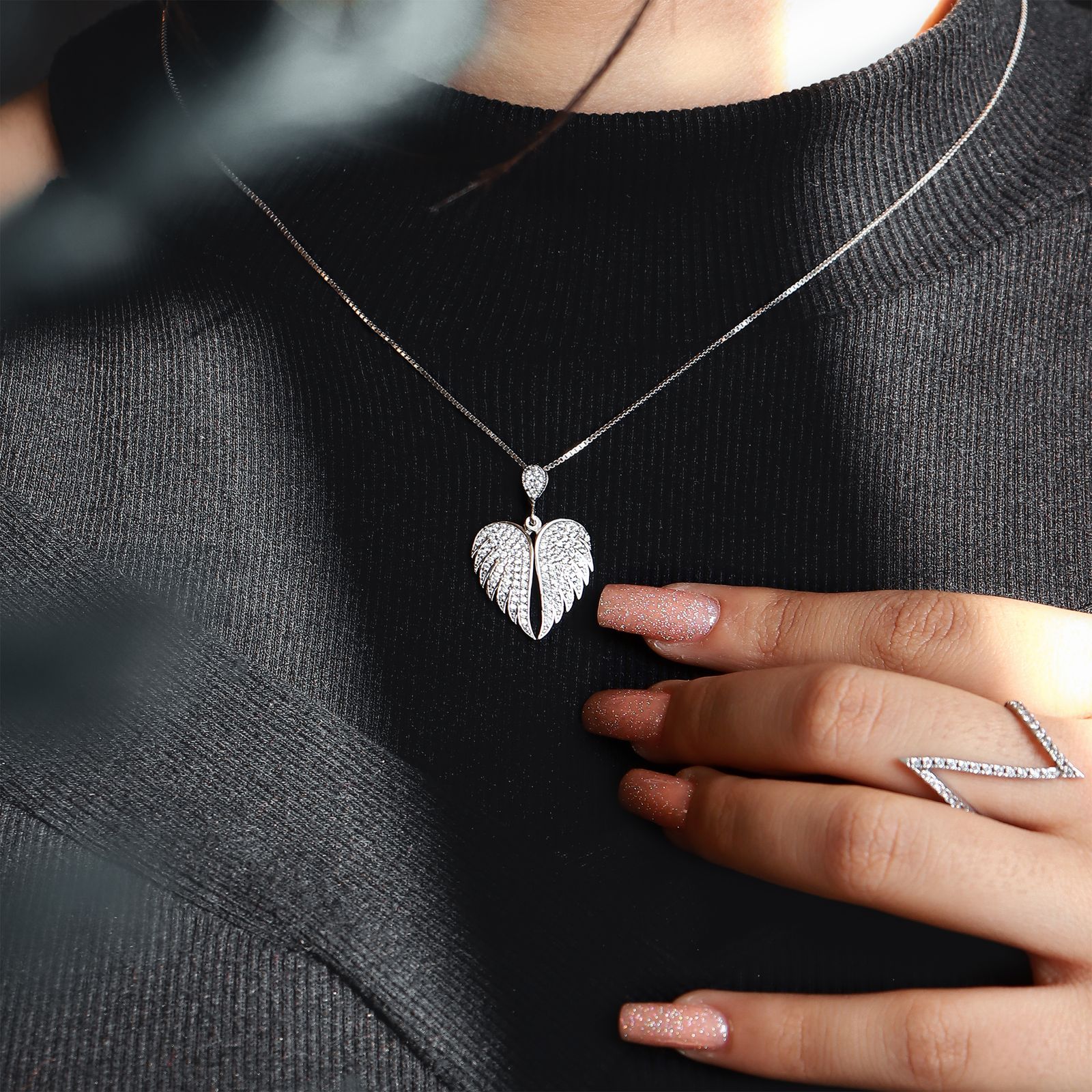 گردنبند نقره زنانه جی تی ای مدل بال فرشته - - 3