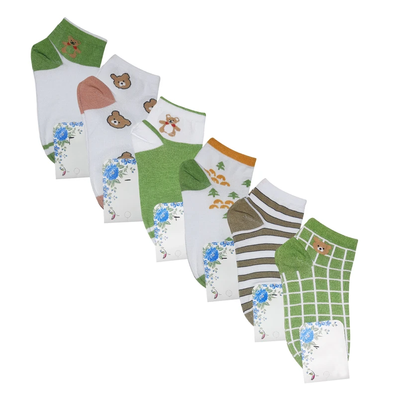 جوراب ساق کوتاه مدل تدی مزرعه بسته 6 عددی