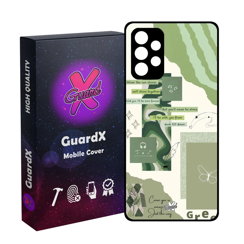 کاور گارد ایکس طرح سبز مدل Glass10650 مناسب برای گوشی موبایل سامسونگ Galaxy A52/A52S